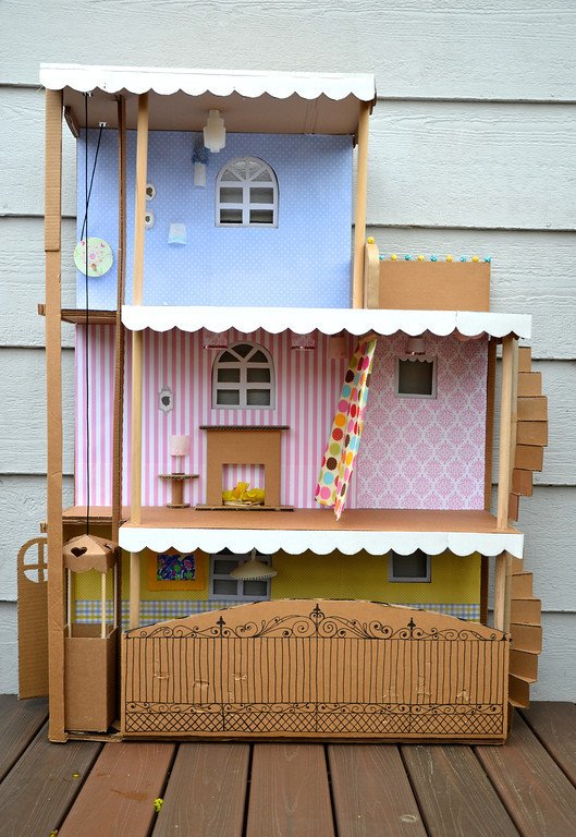 barbie house made out of cardboard