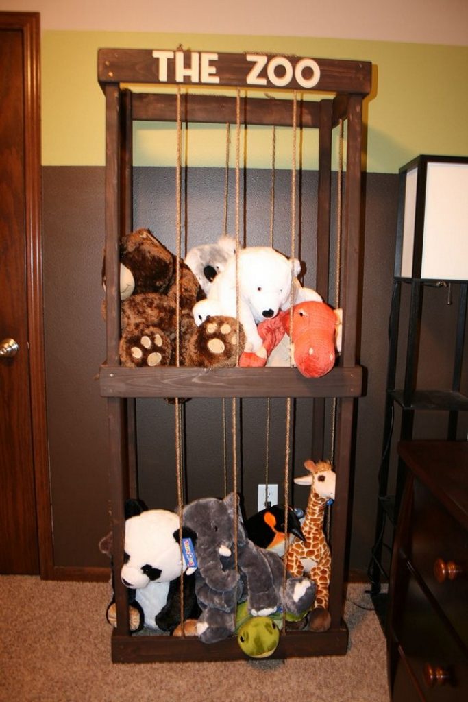 wooden stuffed animal zoo