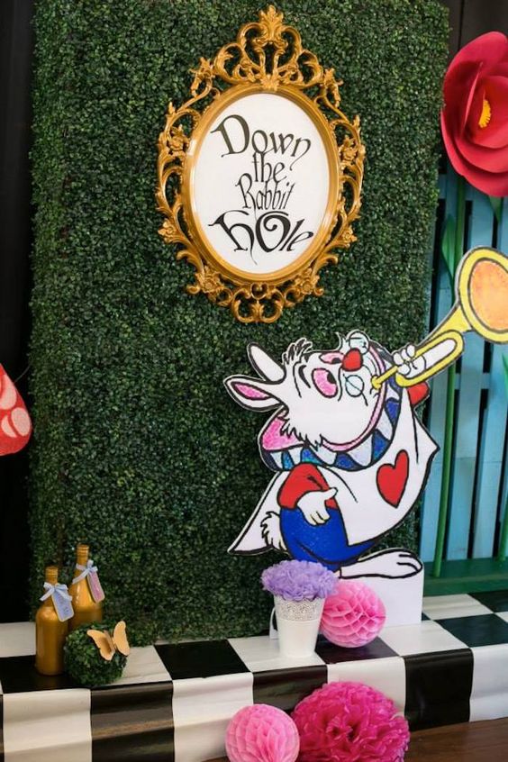 Alice in Wonderland Birthday Invitation, Red Floral Onederland 1st