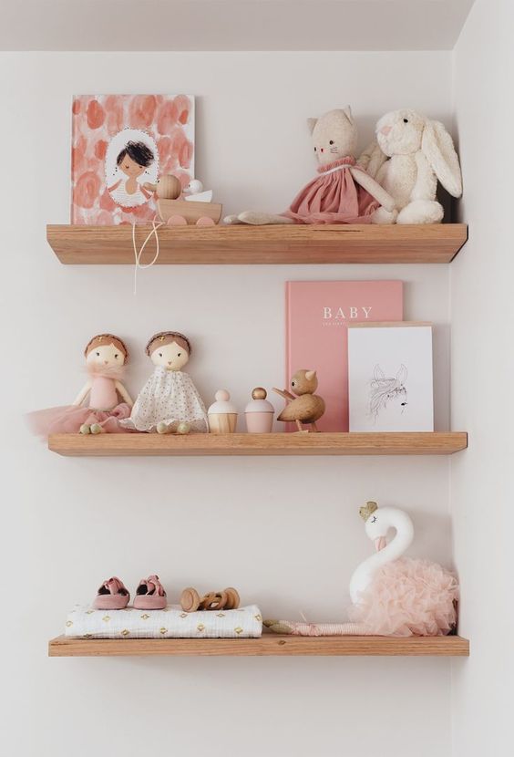 pink shelves for nursery