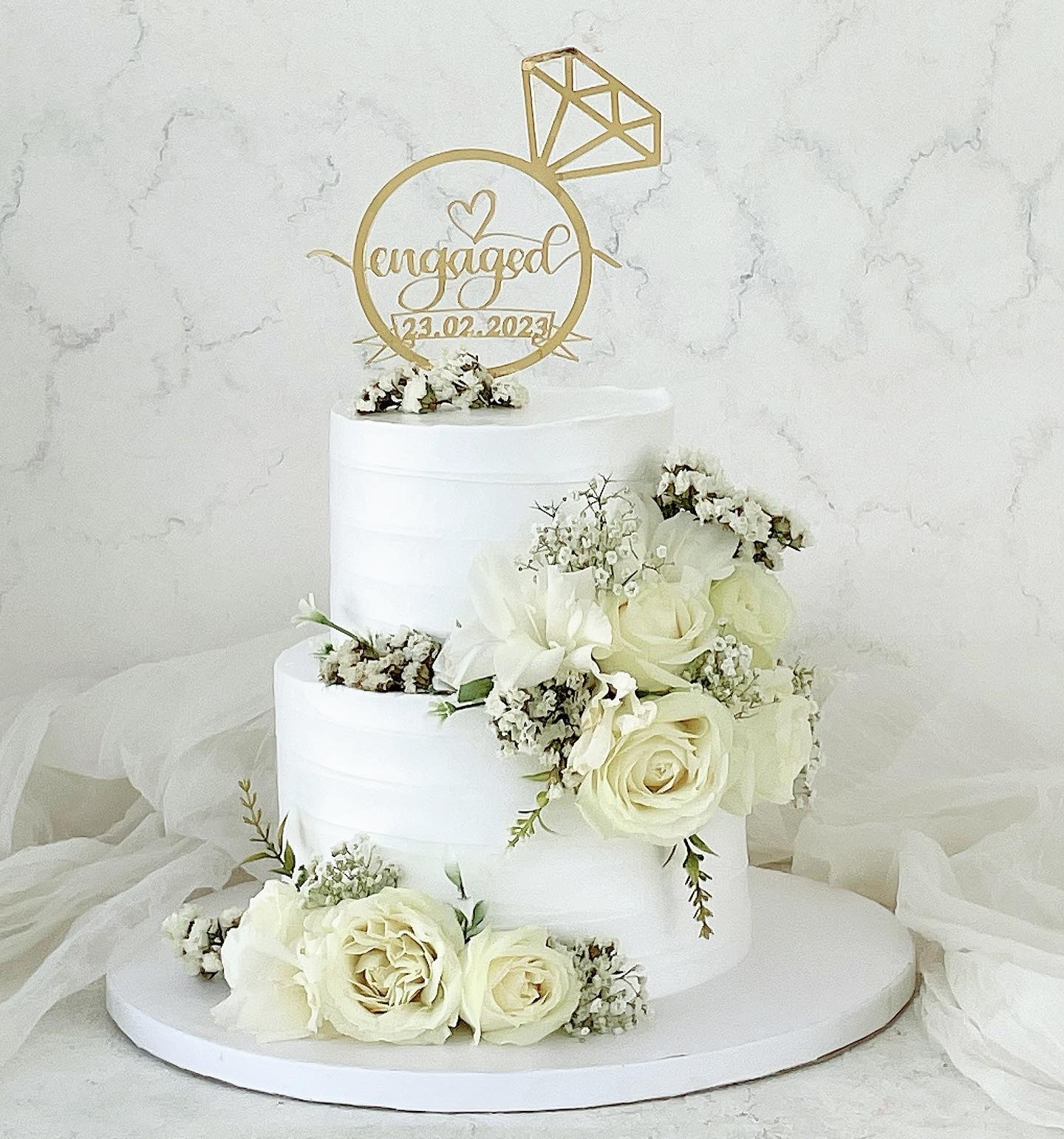 Classic single tier Engagement cake from our kitchen . . #customisedcake  #themedcake # 180degreecelsius #joonietan #instacake… | Instagram
