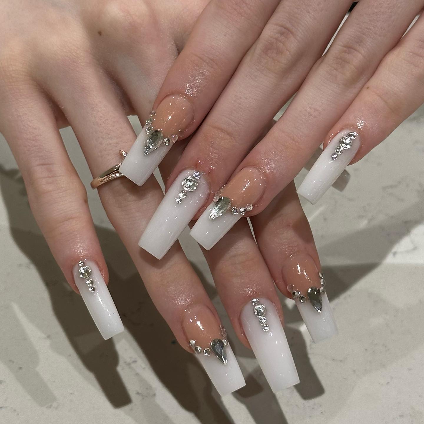 french tip nail designs with diamonds