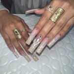 Gold French Tip Coffin Nails: 27+ Pretty Designs To Copy