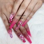 Blooms Of Elegance: 33+ Hot Pink Nails With Flowers