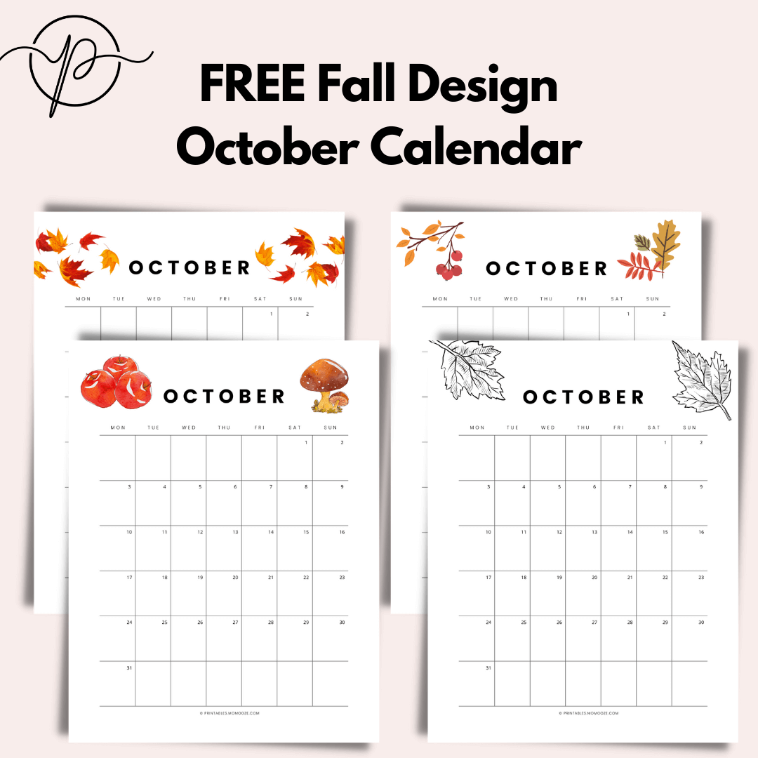 October Calendar - 14 FREE Instant Download Calendar Printables