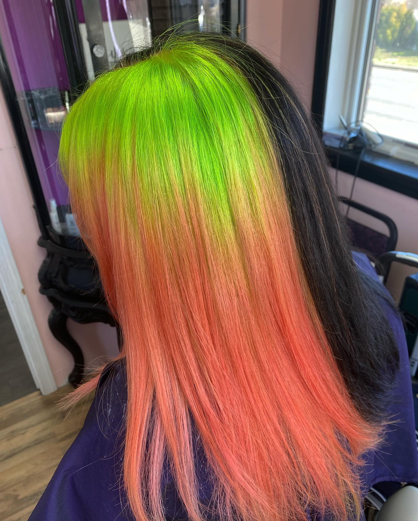 pink and green ombre hair