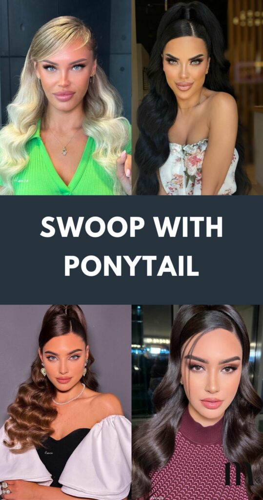 pinterest image for an article about swoop with ponytail