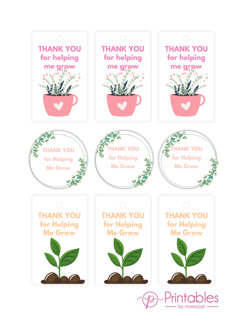 FREE Thank You For Helping Me Grow Printable: Cute Tags To Print At Home