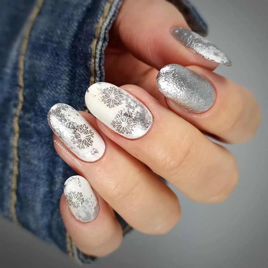 50 Awesome Silver Nail Ideas for Any Occasion  Silver nail designs, White  and silver nails, Silver nails